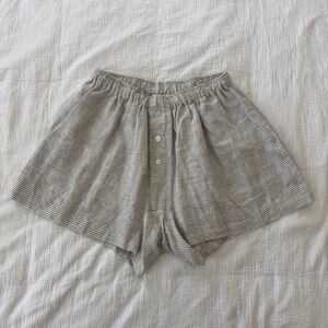 Deiji Studios The 03 Washed-linen Shorts Striped Sz medium